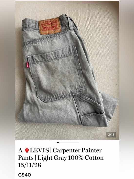Levi's Denim - A ♦️LEVI'S | Carpenter Painter Pants | Light Gray 100% Cotton 15/11/28